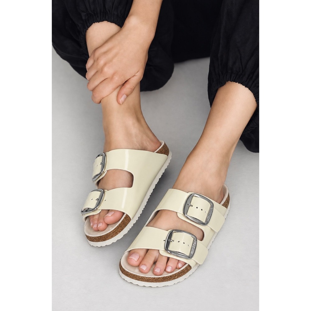 Birkenstock Arizona Big Buckle High Shine Ecru Sandals EU 38 US 7.5